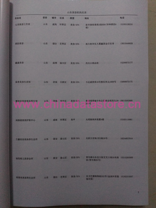 山東美容院企業(yè)黃頁(yè)收錄了最新的山東美容院企業(yè)名單，具有極高的營(yíng)銷價(jià)值，實(shí)實(shí)在在提高銷售業(yè)績(jī)